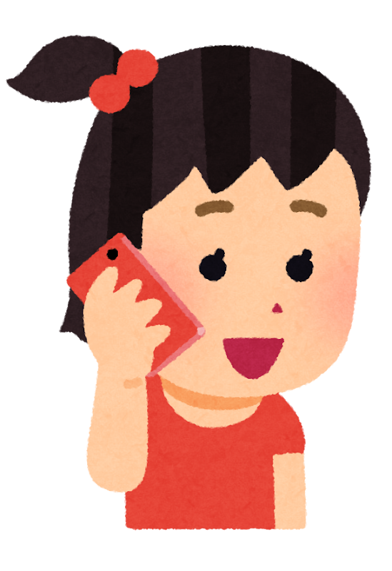 携帯電話で話す女の子のイラスト